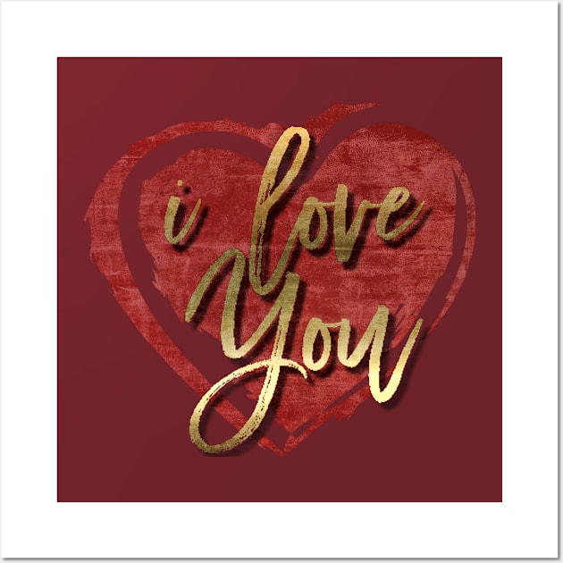 I Love You Vintage Heart Wall Art by D_AUGUST_ART_53